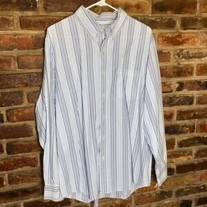 Sonoma White Blue Striped Long Sleeve Button Down Shirt Men's Size Large